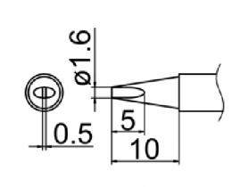 Hakko T12 Series Solder Tip, Shape 1.6D(Z)