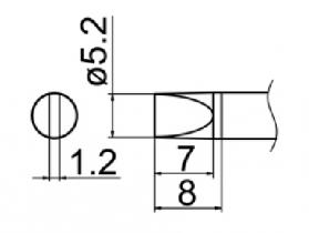 Hakko T12 Series Solder Tip, Shape 5.2D