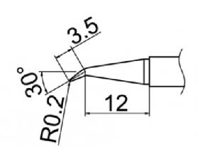 Hakko T12 Series Solder Tip, Shape 0.2J