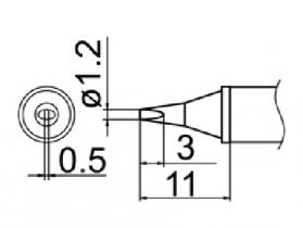 Hakko T12 Series Solder Tip, Shape 1.2WD