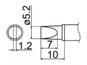 Hakko T12 Series Solder Tip, Shape 5.2WD